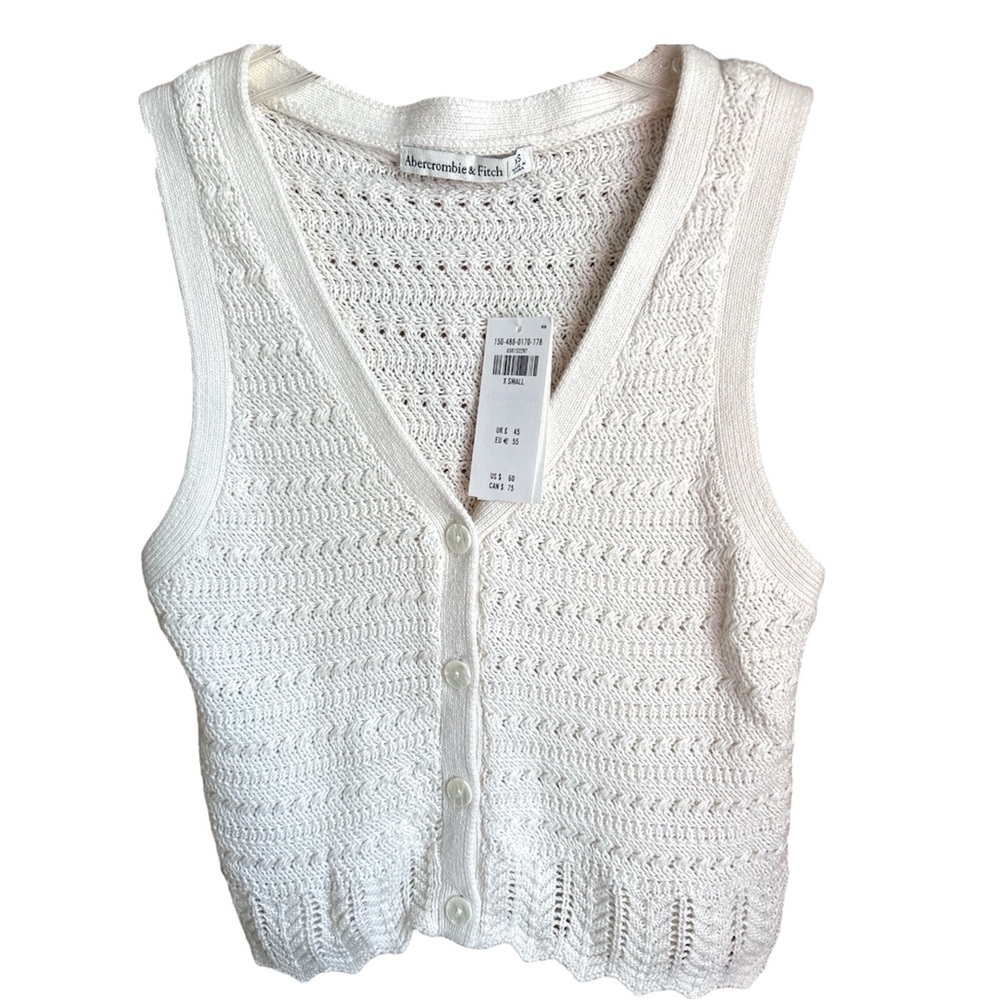Abercrombie & Fitch Knit Sweater Vest Cream White XS New